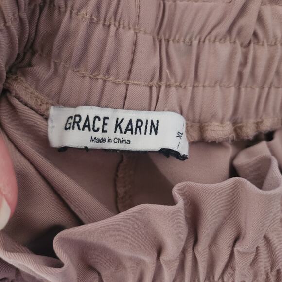 Grace Karin Brown Stretch Elastic Waist‎ Pockets Ralax Fit Pants Size XL - Picture 5 of 6